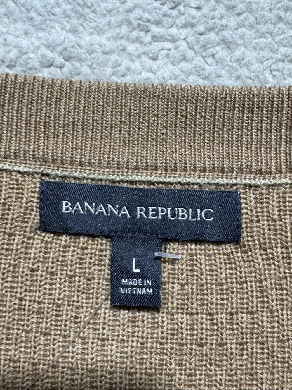 Banana Republic Sweater Mens Large Brown Long Sleeve Extra Fine Merino Wool NEW